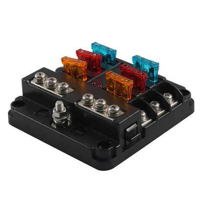 6 Way Blade Fuse Box Holder with Fuses & Light Protection Cover for Car (N/A)