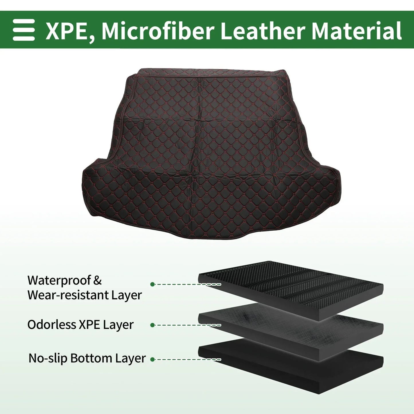 Heightened Edge Cargo Liner Rear Trunk Mat for Honda CR-V 2007-2011 Black XPE