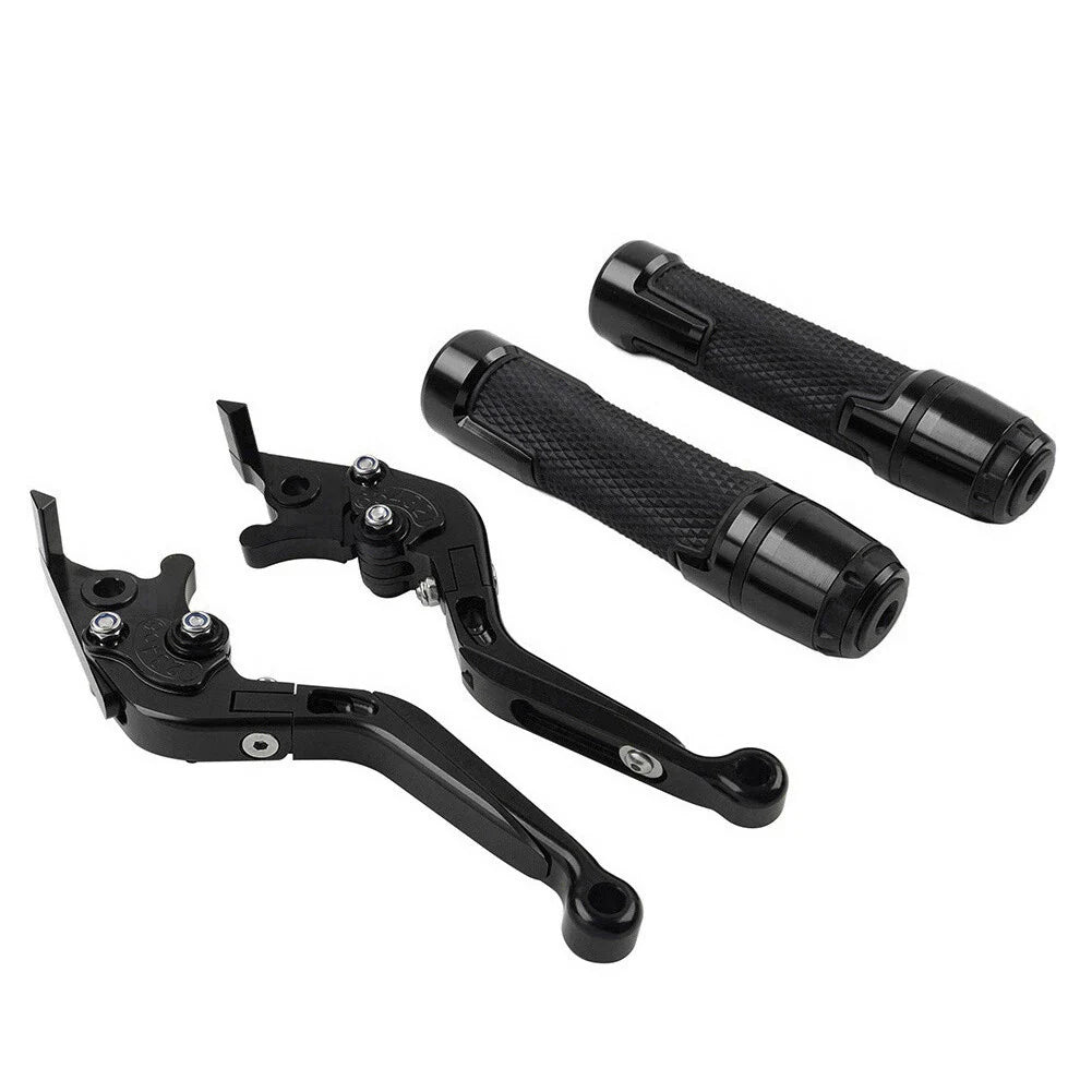 Black Extendable Brake Clutch Levers Grip Set for Kawasaki Z650 Z900 (2017-2023)