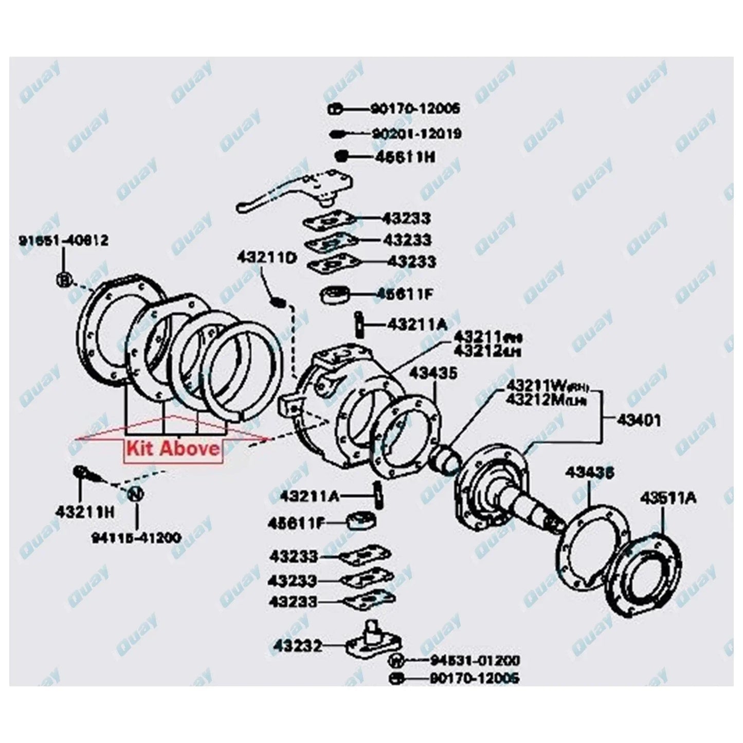Front Axle Rear Parts Kit for Landcruiser 1969-89 Swivel Hub Steering Knuckle