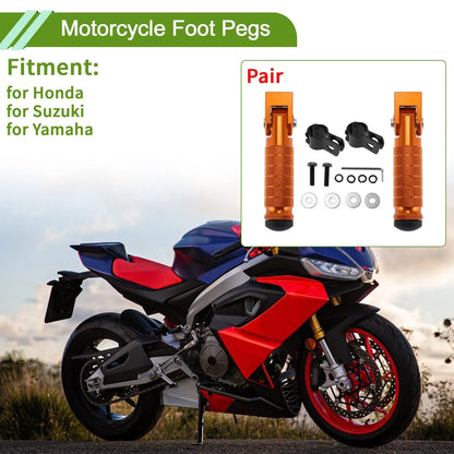 Motorcycle Foot Pegs for Honda, Suzuki, Yamaha - Rear Brake Pedal - Orange