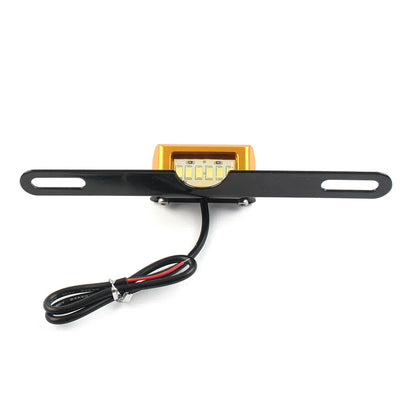 LED Brake Tail Light License Plate Mount Holder for Motorcycle Gold