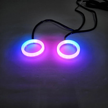 90MM RGB Phone Control Angel Eye Halo Rings Headlight DRL for Car