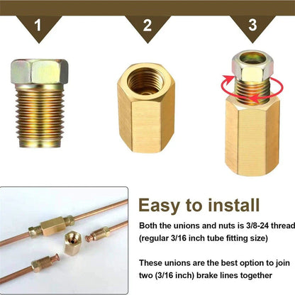 3/8" x 24 Brake Line Fittings Kit for 3/16" Brake Lines