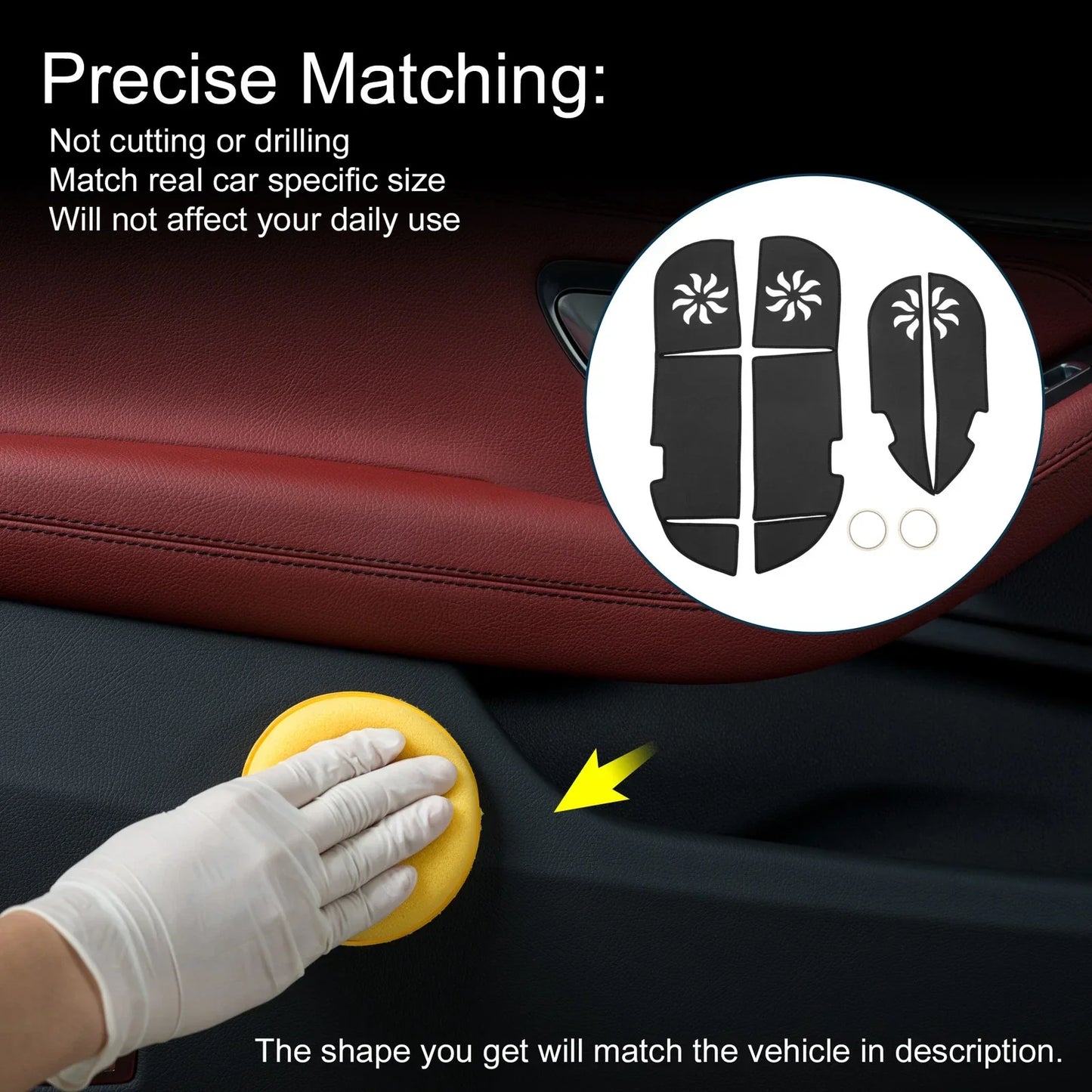 Car Door Anti Kick Pad Sticker Protector for Lexus RX (2009-2014) Black 1 Set
