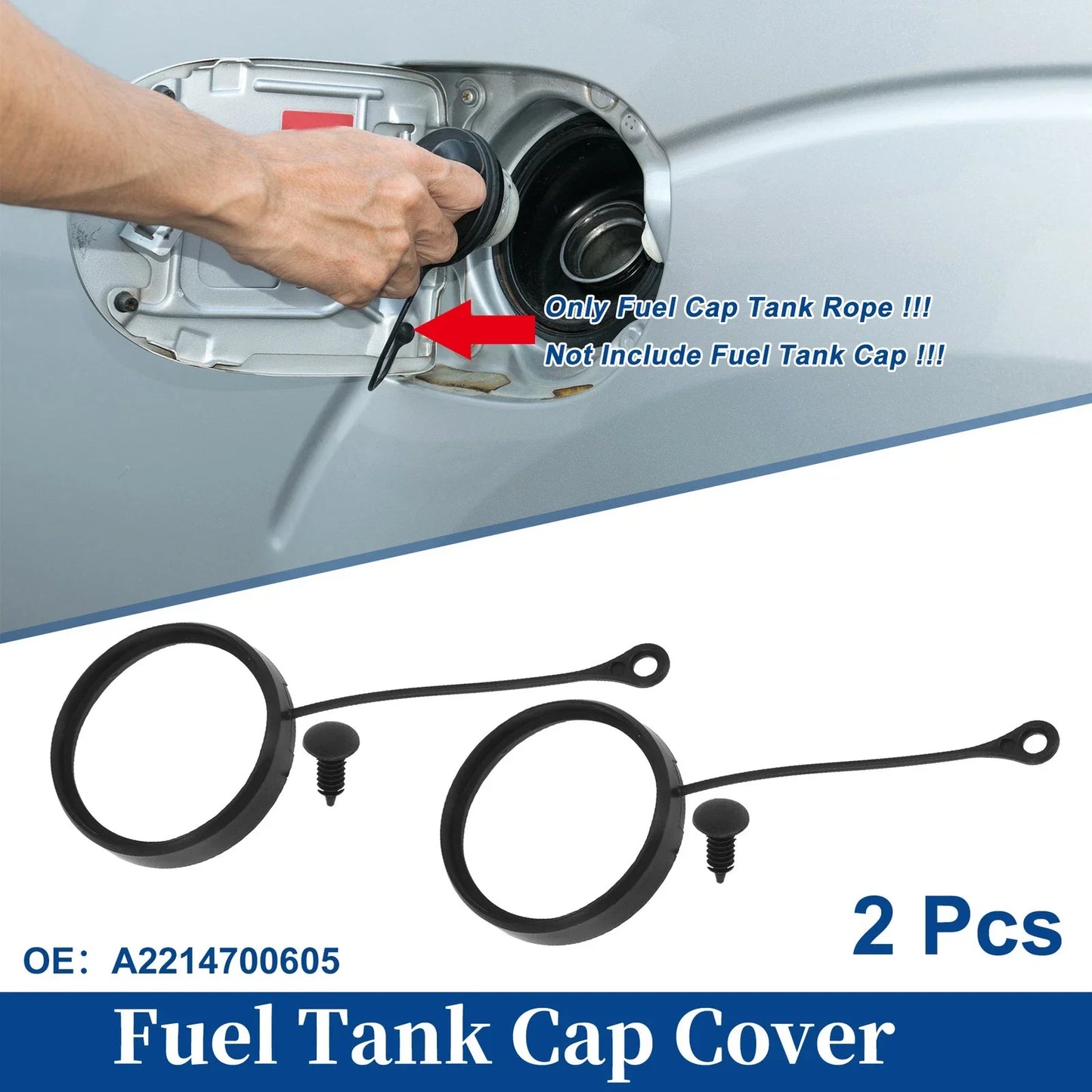 Fuel Tank Cap Tether Rope 2 x for Mercedes-Benz E320 (2003-2009)