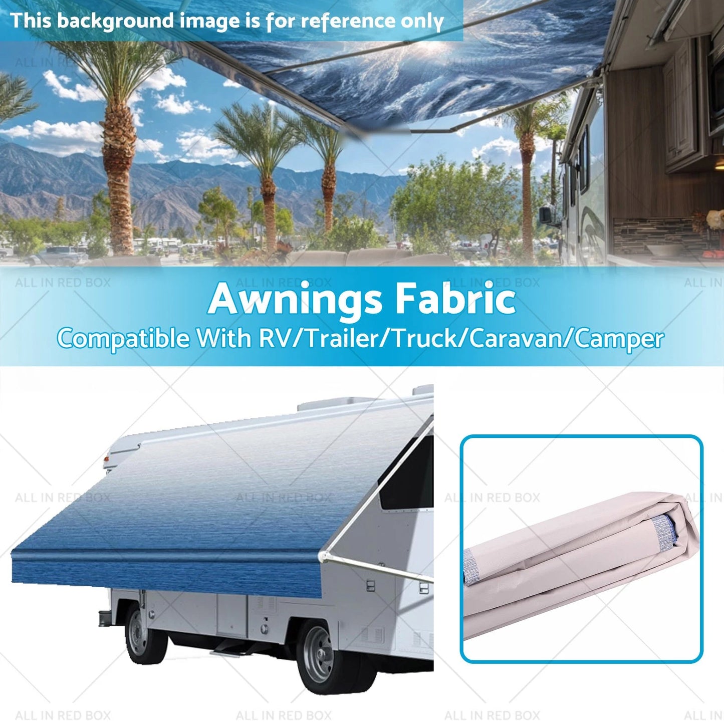 13-16FT RV Awning Replacement Fabric for Trailer Truck Camper