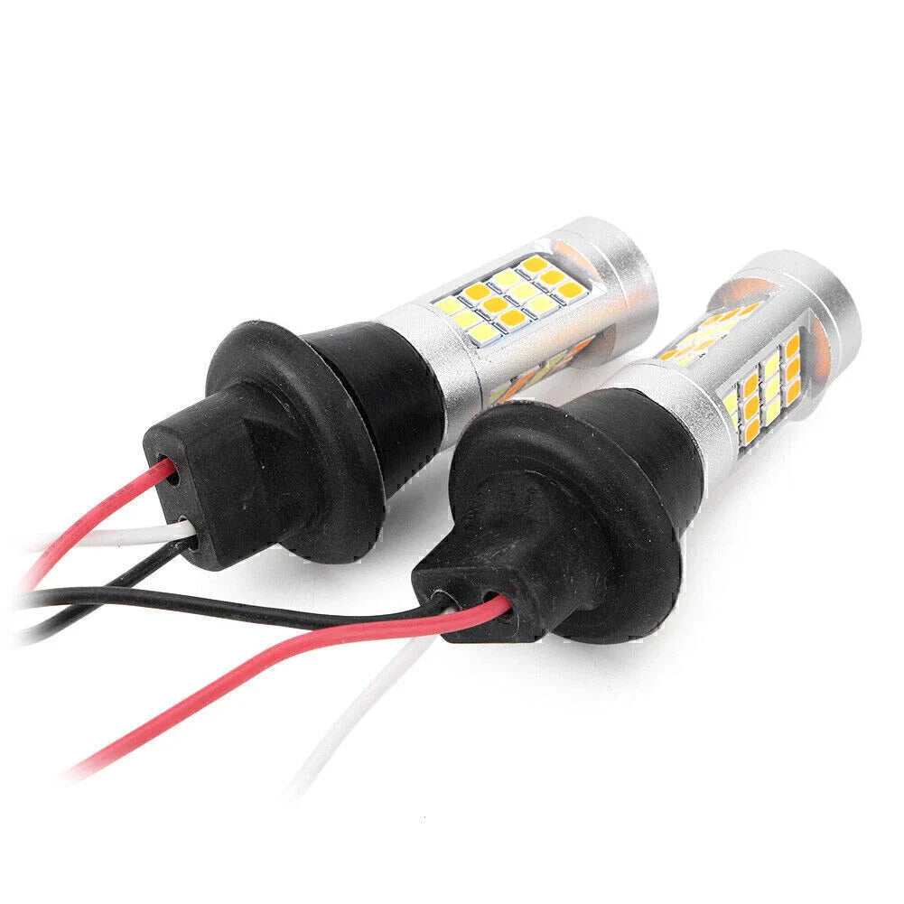 T20 7440 42-2835 50W Dual-Color Switchback DRL Turn Signal Lights for Car