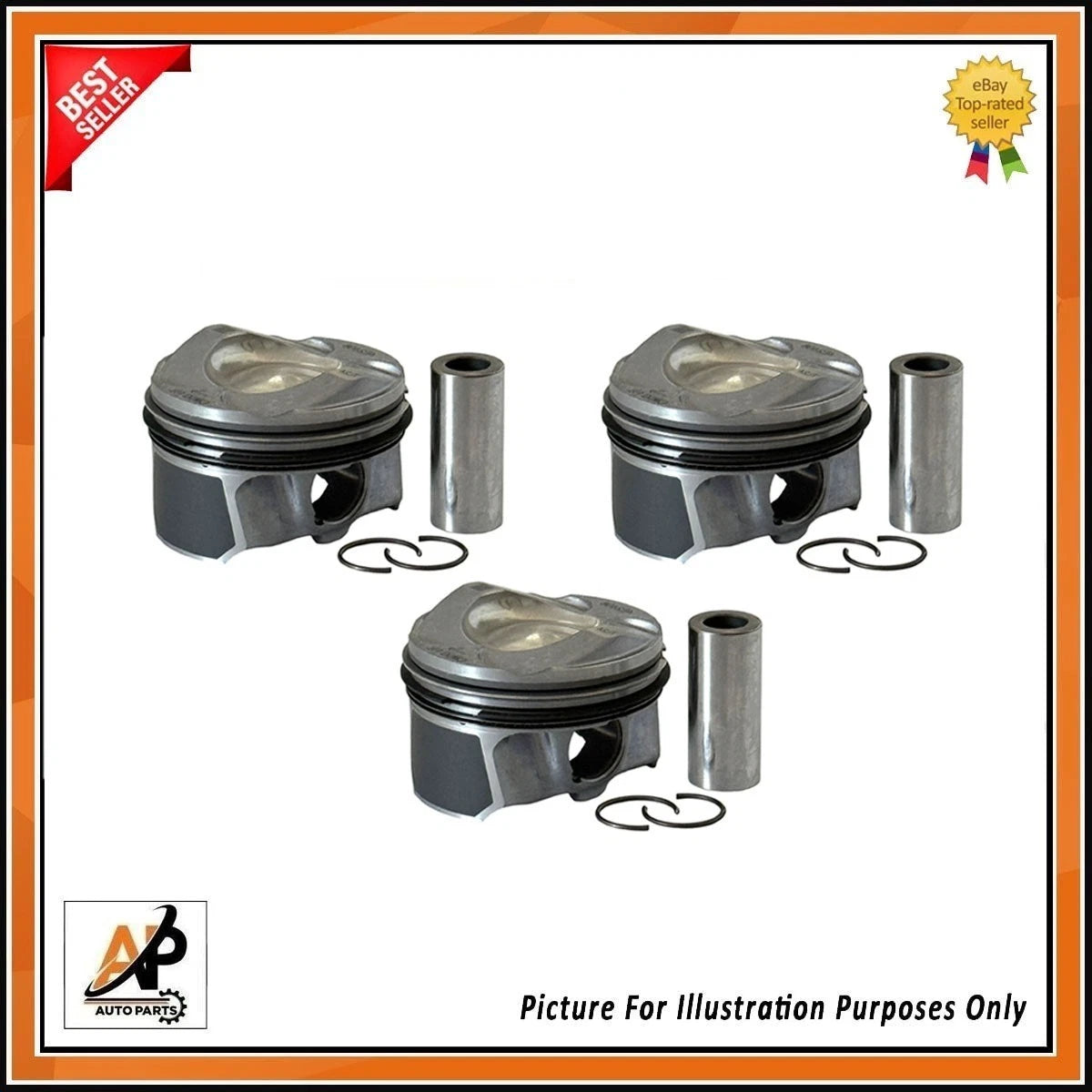 Engine Piston Rings Set with 3 Pistons for Ford Fiesta Focus Mondeo (2009–2019)