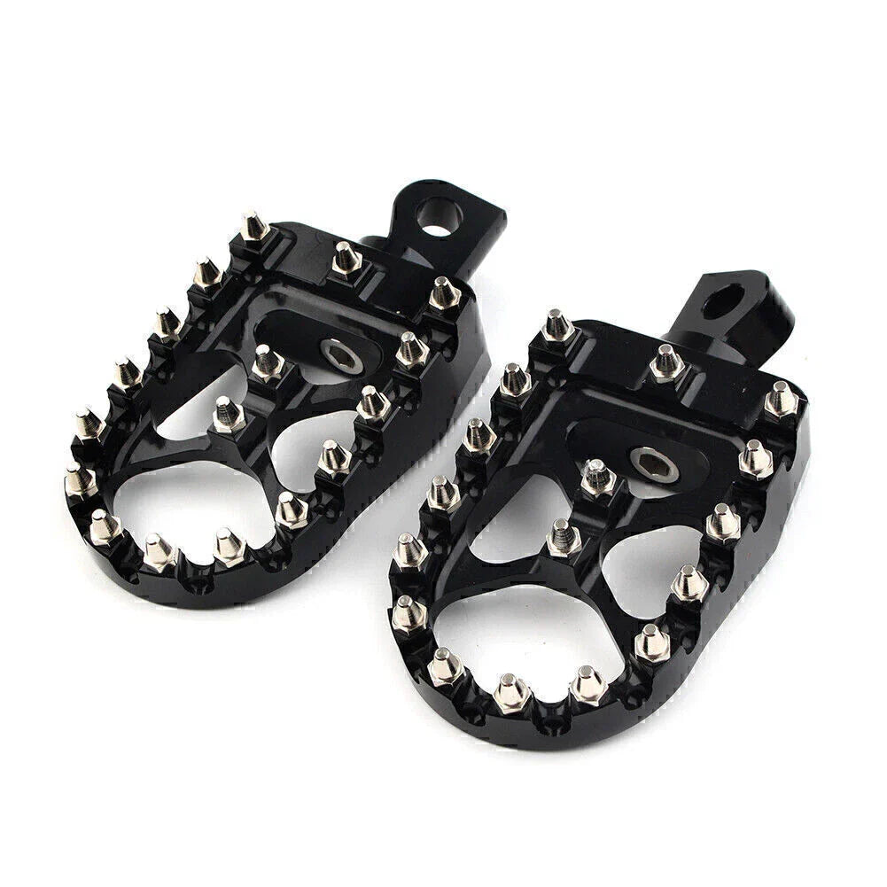Wide Black Foot Pegs MX Style for Harley Dyna Sportster Iron 883 Fatboy (2004-2023)