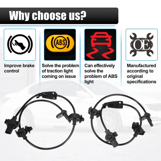 2 x Front Left & Right ABS Wheel Speed Sensors for Honda Civic (2006-2011)