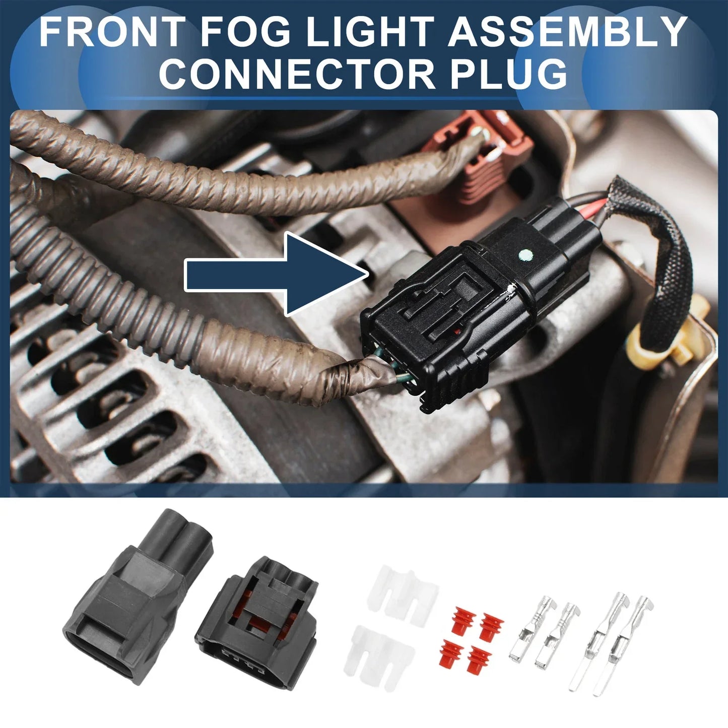 2 x Front Fog Light Assembly Connector Plug for Chevrolet