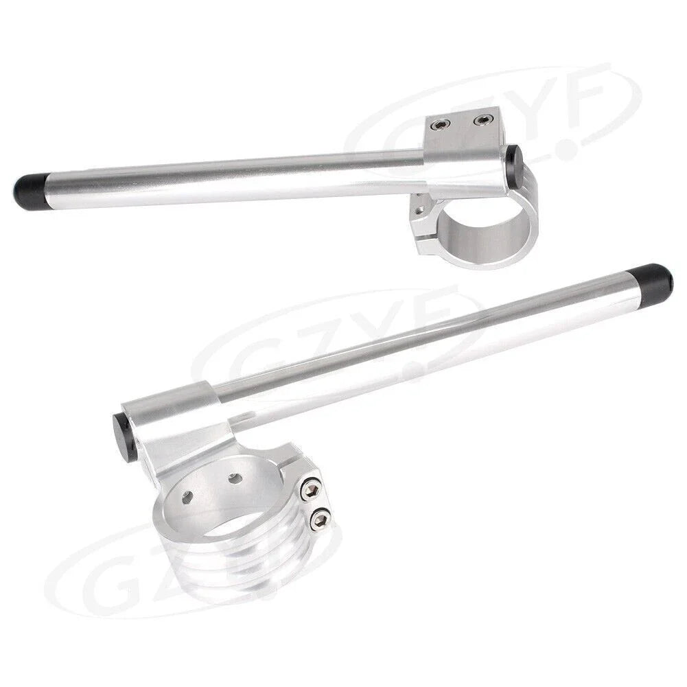 33mm Clip On Handlebar Fork Tubes for Motorcycle - Universal Silver