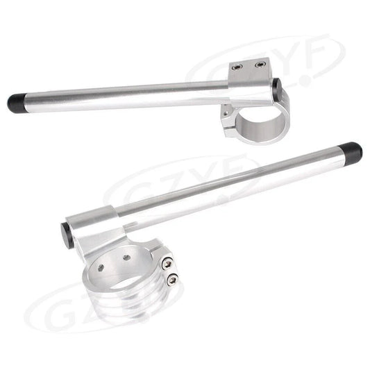 33mm Clip On Handlebar Fork Tubes for Motorcycle - Universal Silver