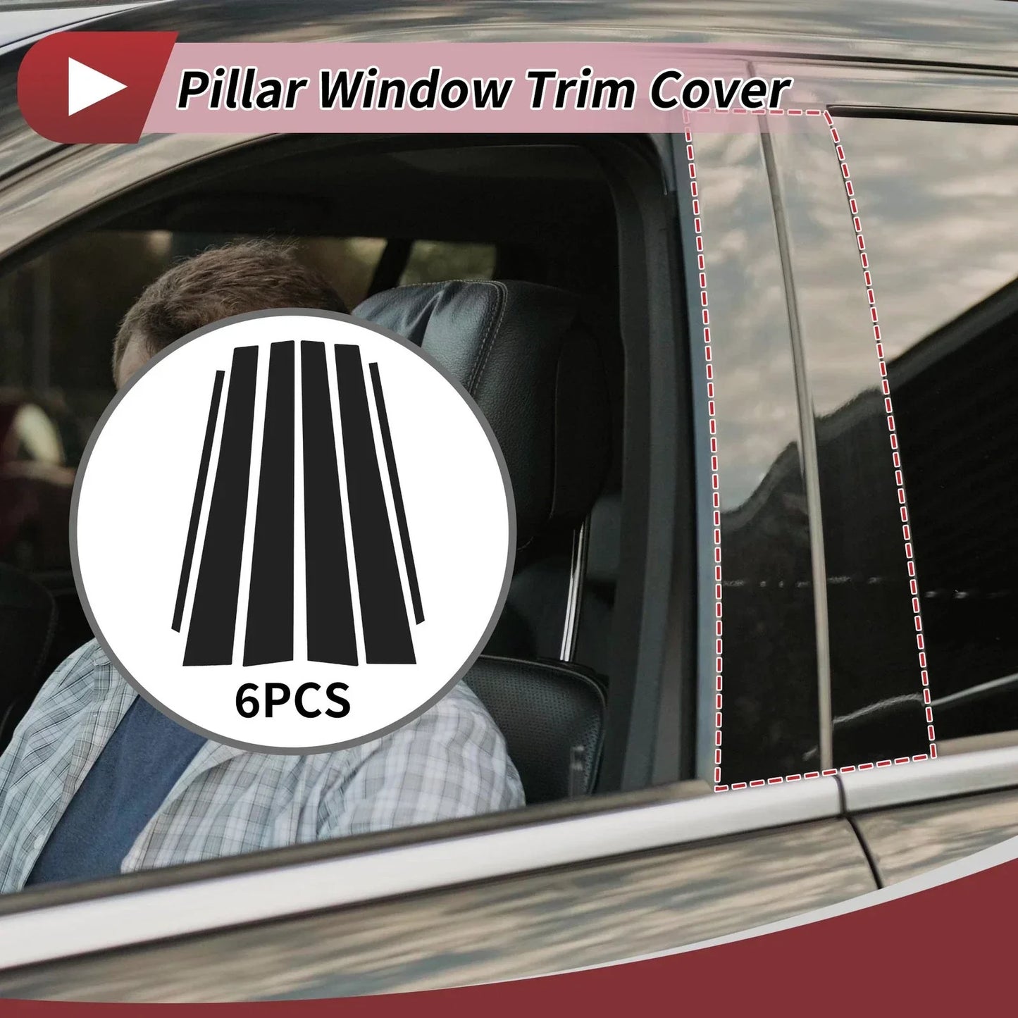 6 Pcs Black Door Pillar Window Trim for Lexus GS (1998-2005)