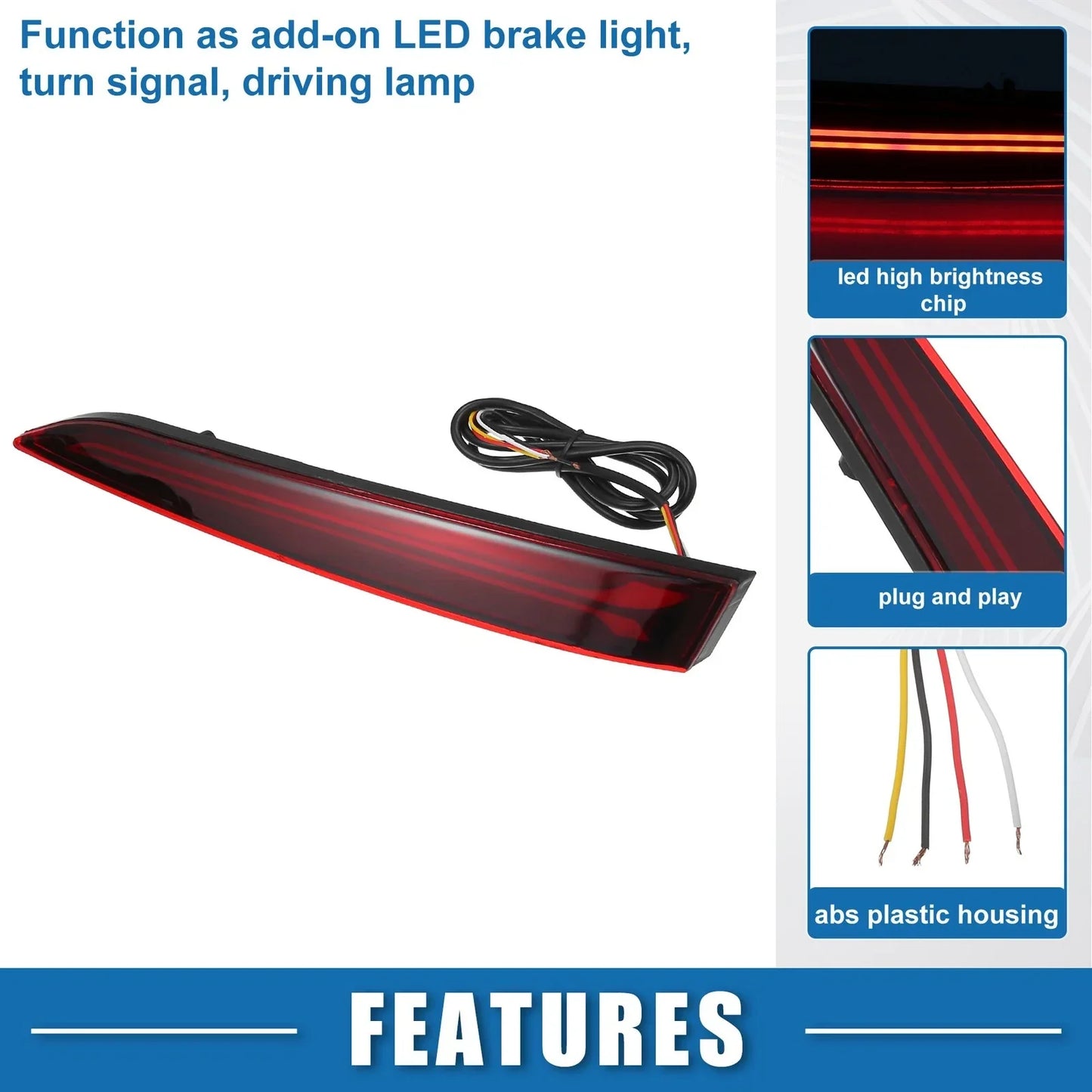 Rear Bumper Reflector Lights for Hyundai Verna (2010-2019) - 2 x Red Amber