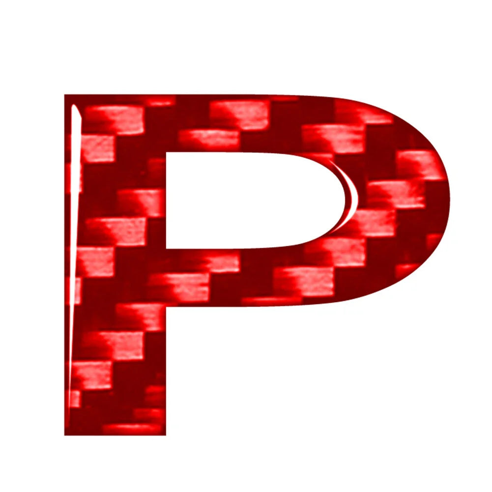 Red Carbon P Decals Stickers Emblem for Car Badge Alphabet Letter