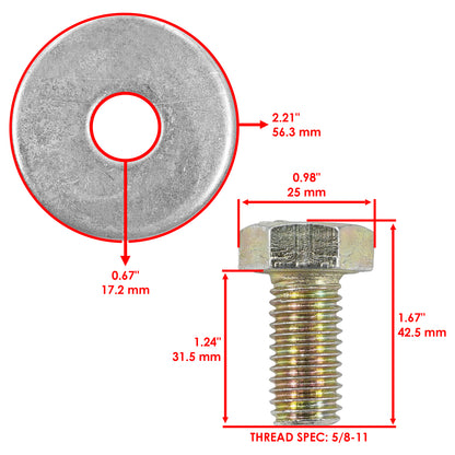 Deck Spindle Blade Bolt and Washer Replacement for Exmark Toro (2000–2020)