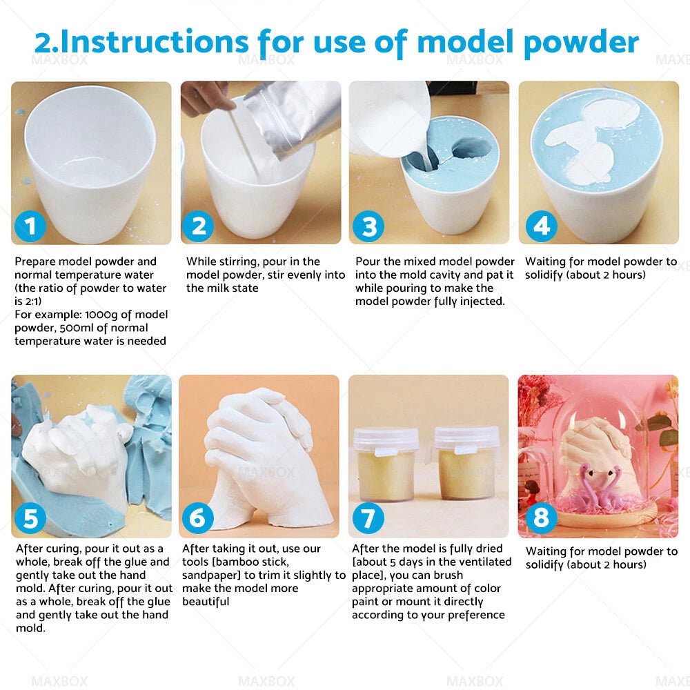 3D Art DIY Casting Kit Plaster Statue Keepsake 1400G Powder White