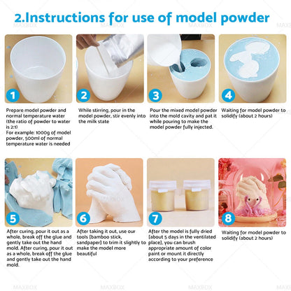 3D Art DIY Casting Kit Plaster Statue Keepsake 1400G Powder White