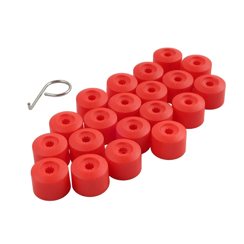 17mm Red Wheel Lug Nut Bolt Cover Caps  for Volkswagen Golf, Passat, Beetle