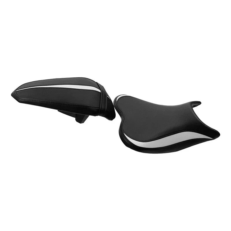 Black White Driver Passenger Seat for Kawasaki Ninja 400 (2018-2023)