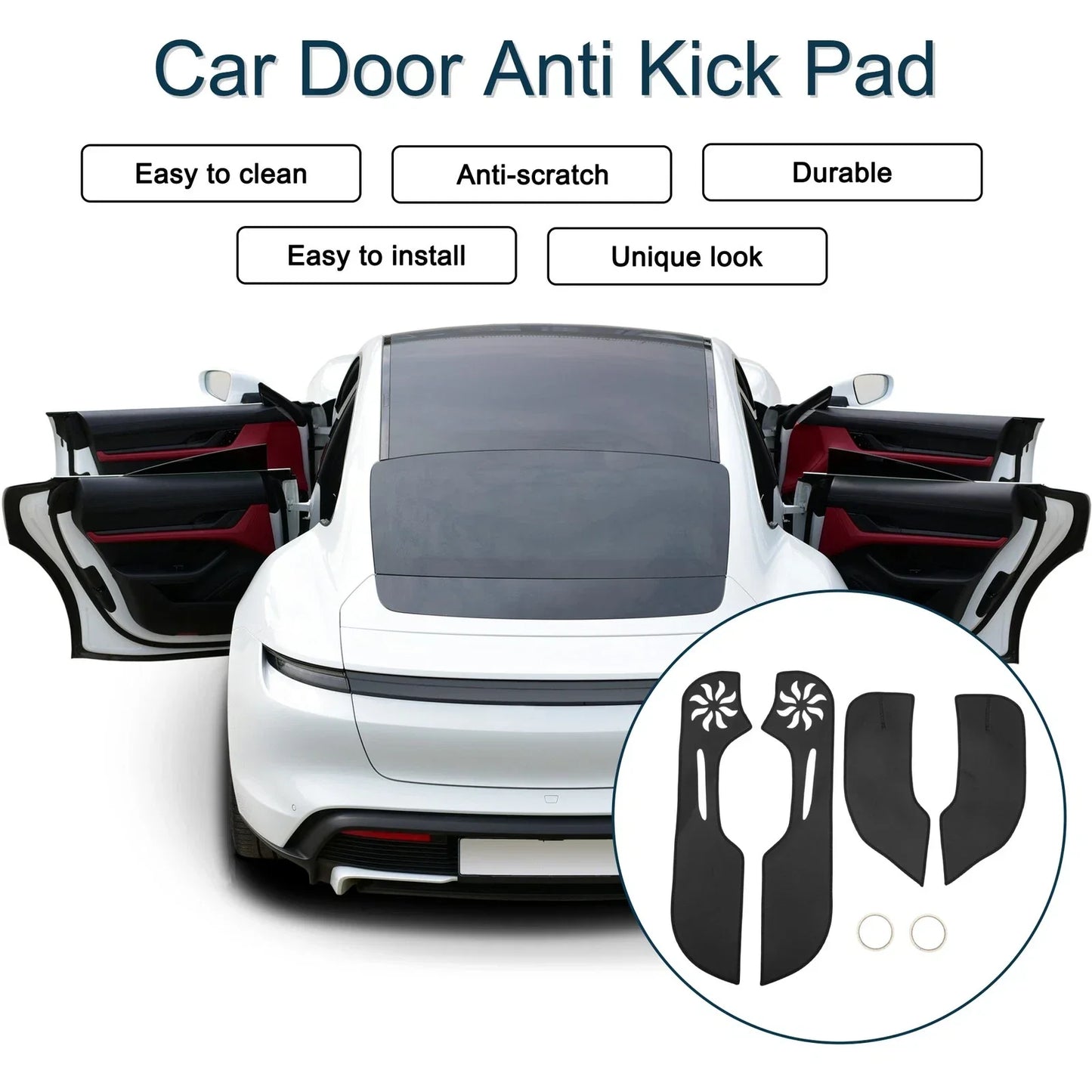 Car Door Anti Kick Pad Sticker Protector for Honda Civic (2012) - Black Set
