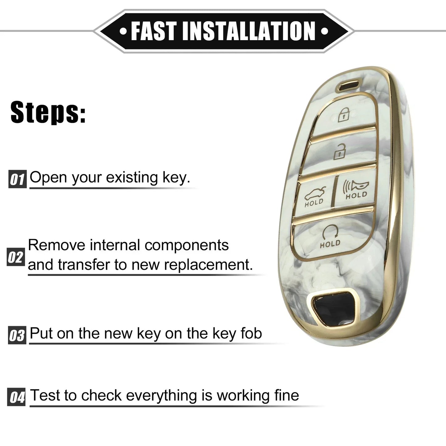 Key Fob Cover for Hyundai Tucson 2020-2022 5 Button Soft TPU Gray