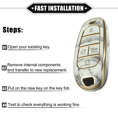 Key Fob Cover for Hyundai Tucson 2020-2022 5 Button Soft TPU Gray
