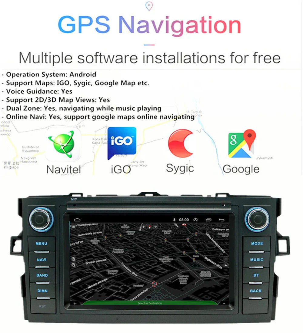 7'' Car Stereo GPS Navi for Toyota Auris Corolla Hatchback (2006-2012)