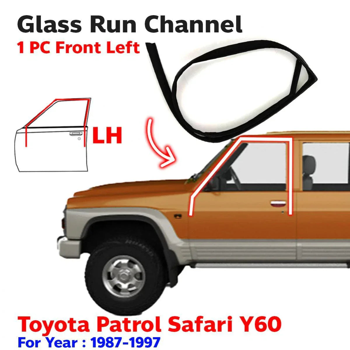 Glass Run Door Channel Seal Front Left Fits Nissan Patrol Safari Y60 GQ 1987-97