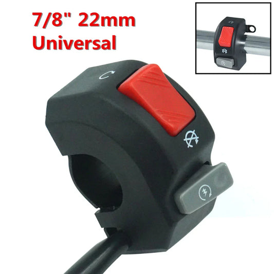 22mm Motorcycle Handlebar Switch for Engine Start Stop Kill Light Horn