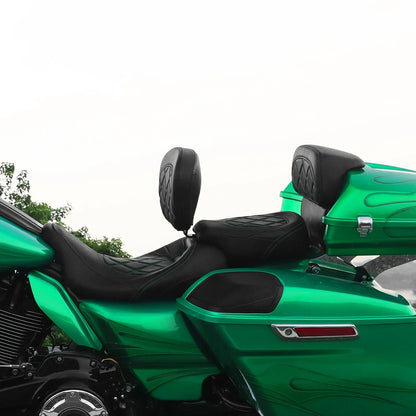 Green Stitching Driver Backrest Pad for Harley Touring Road Glide (2009-2023)