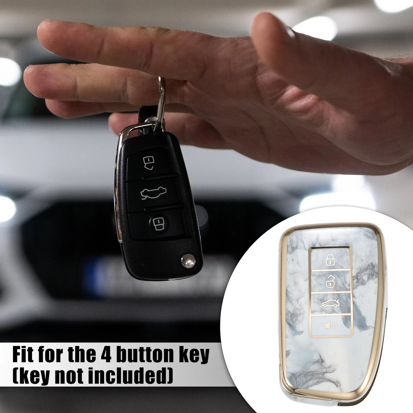 4 Button Key Fob Cover Case Gray for Lexus ES350 RX GS LS NX (2013-2023)
