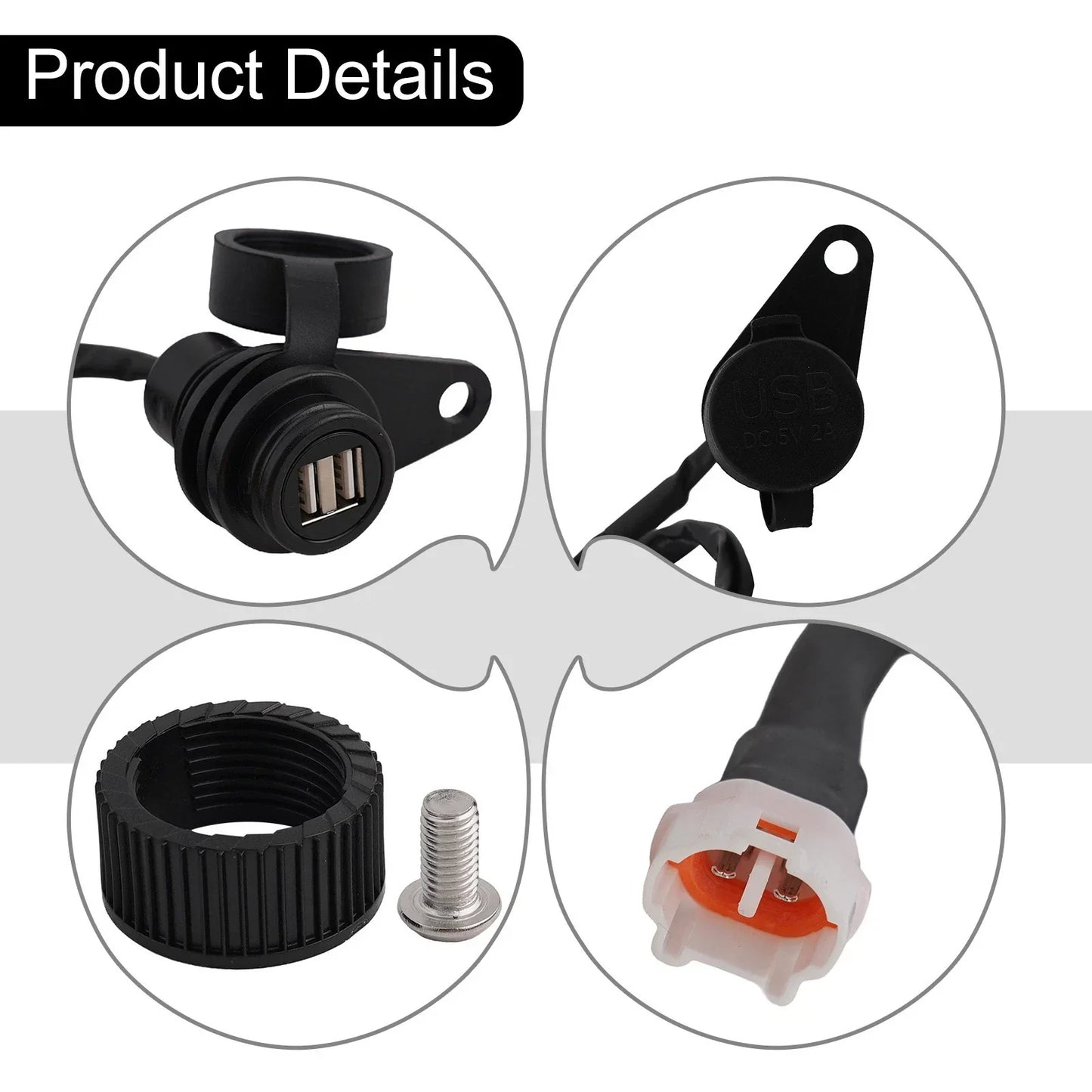 Charger Adapter Double USB Port Phone Charger for Motorcycles