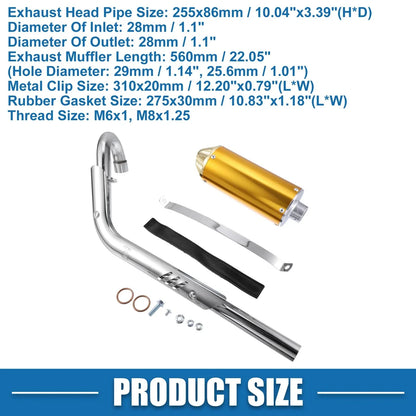 Exhaust Muffler Silencer Pipe Kit 1.1Inch for Honda Motorcycle