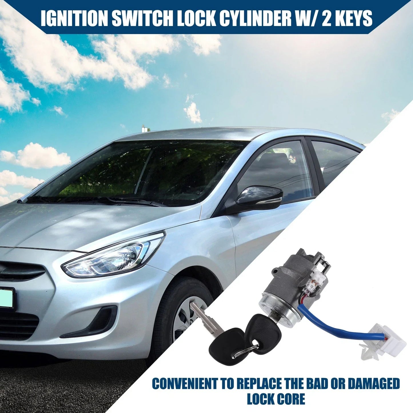 Ignition Switch Lock Cylinder w/ Key for Hyundai Accent (2006-2011)