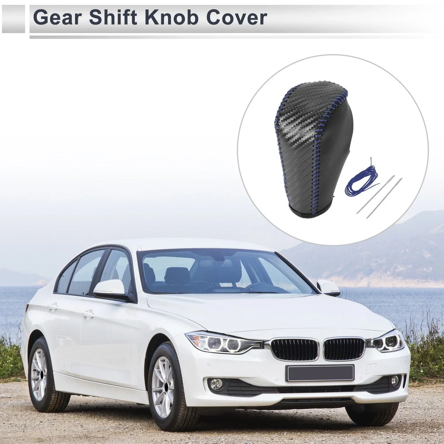 Gear Shift Knob Cover for BMW 3 Series (2004-2012) Black Carbon Fiber