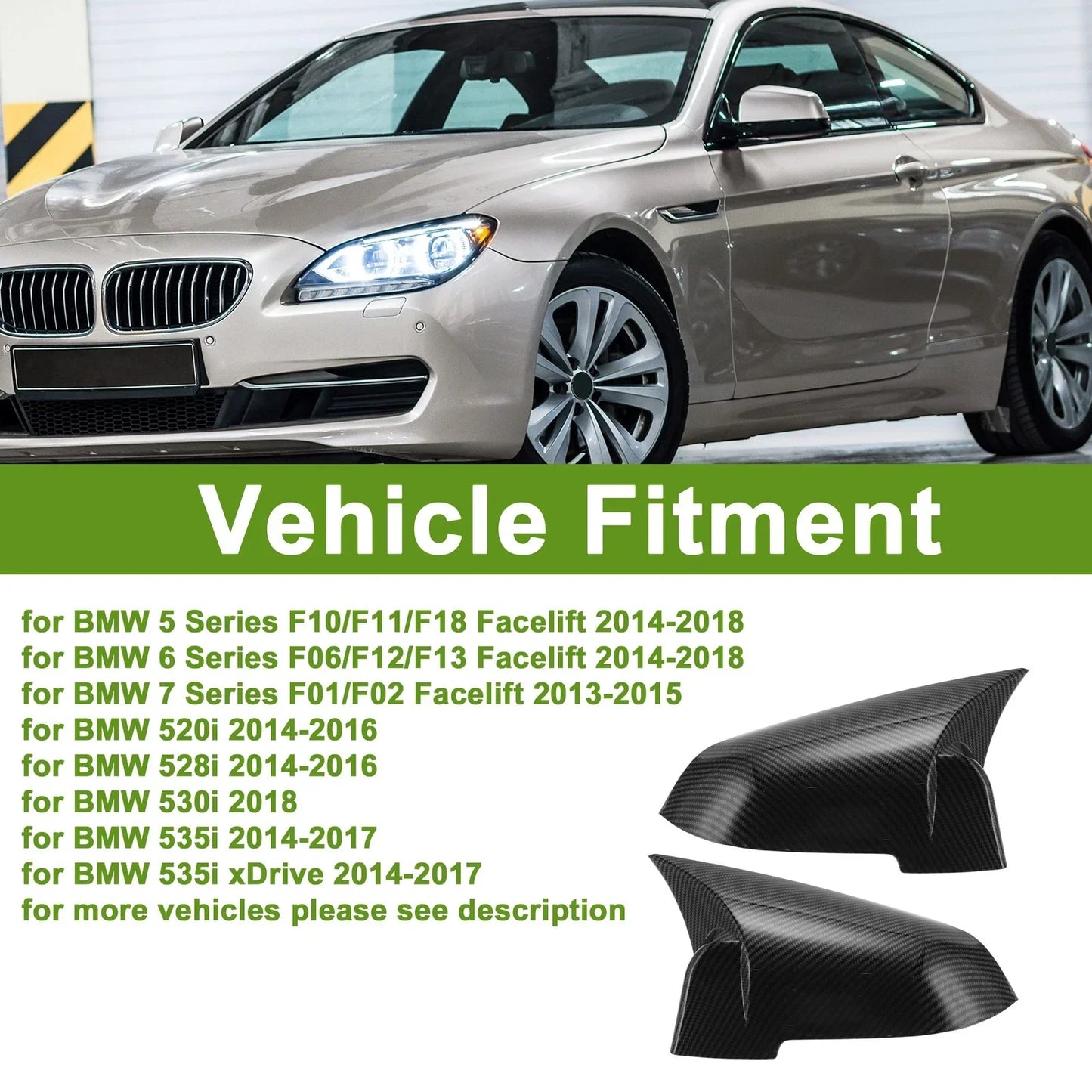 Mirror Cover Cap Replacement for BMW 5 Series F10/F11/F18 (2014-2018)