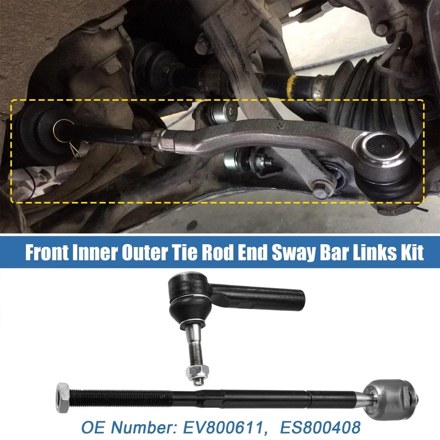 4 x Front Inner Outer Tie Rod End Links for Dodge Journey (2011-2020)