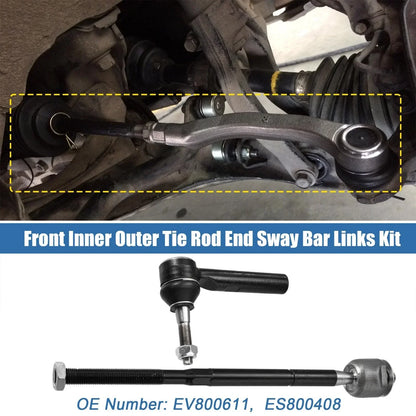 4 x Front Inner Outer Tie Rod End Links for Dodge Journey (2011-2020)