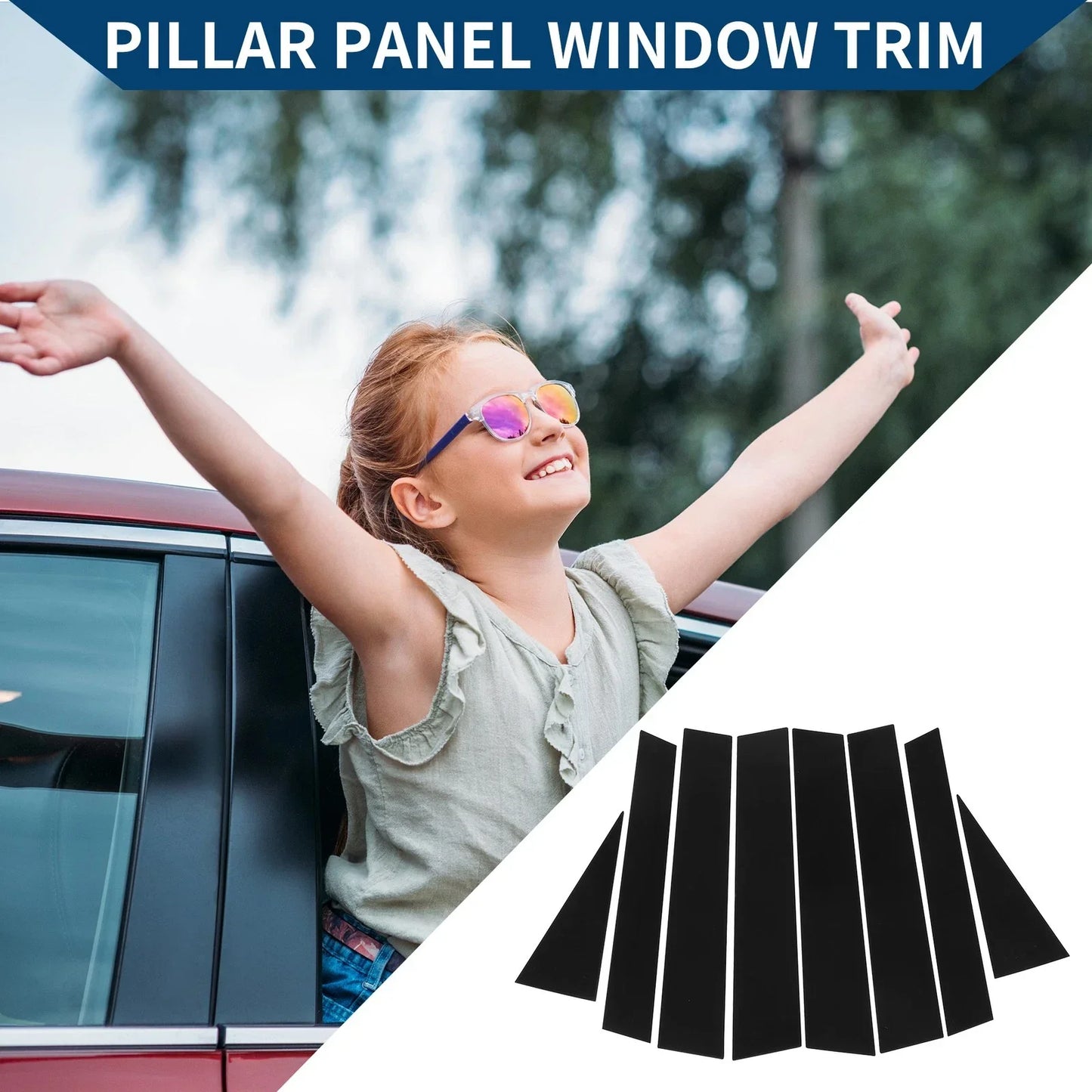 8 Pcs Black Car Pillar Window Trim Covers for Honda CR-V (2017-2023)