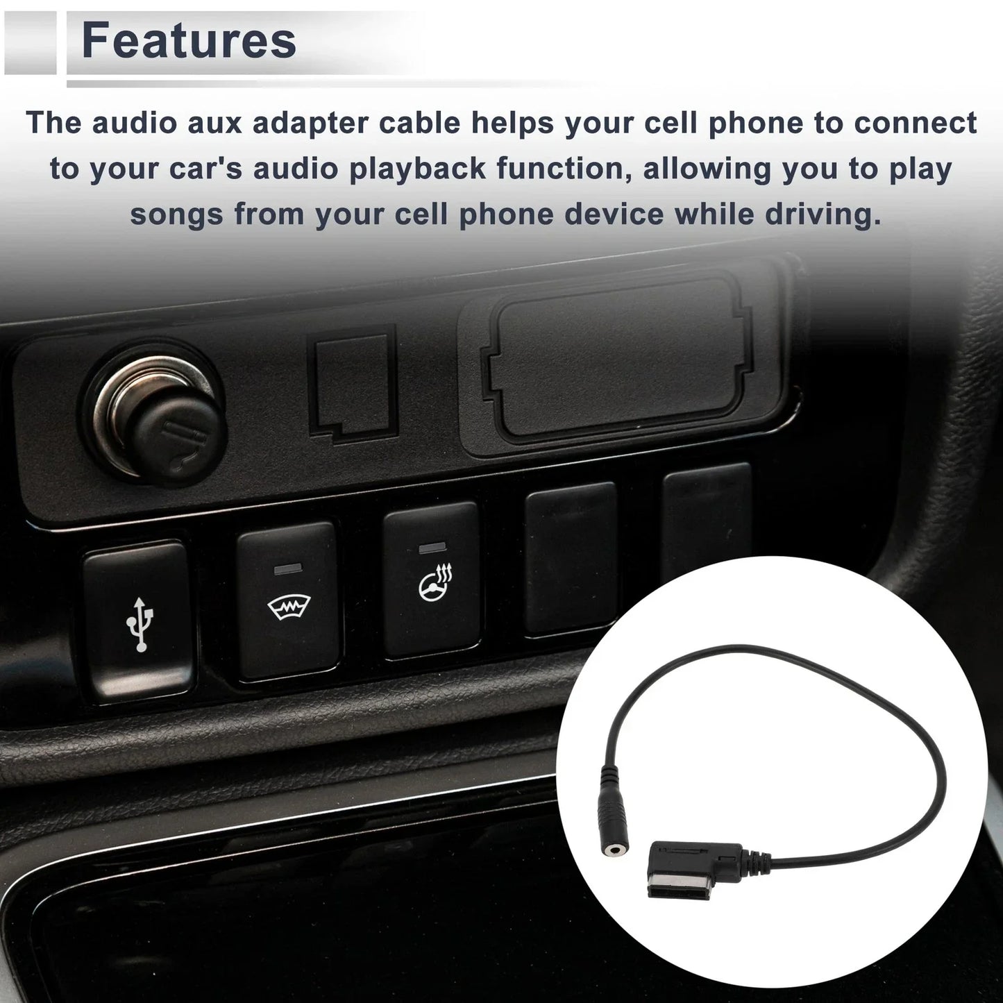 Audio Aux Adapter Cable for Mercedes-Benz 2008-2016