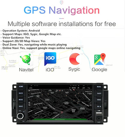 7'' Car Stereo GPS Radio for Jeep Wrangler, Chrysler 300C, Dodge Charger (2007-2023)