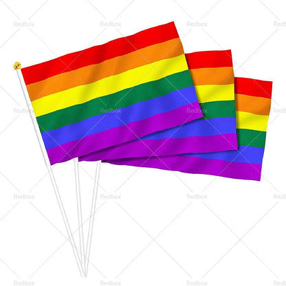100 x Small Gay Lesbian LGBT Pride Mini Flags 14 x 21 cm