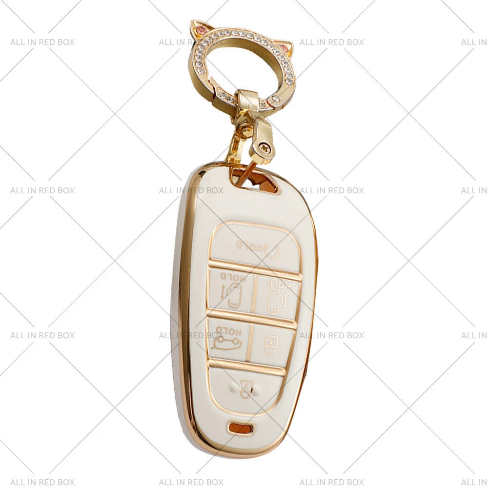 TPU 6-Button Key Fob Cover for Hyundai Sonata Tucson Santa Fe (2011-2023)