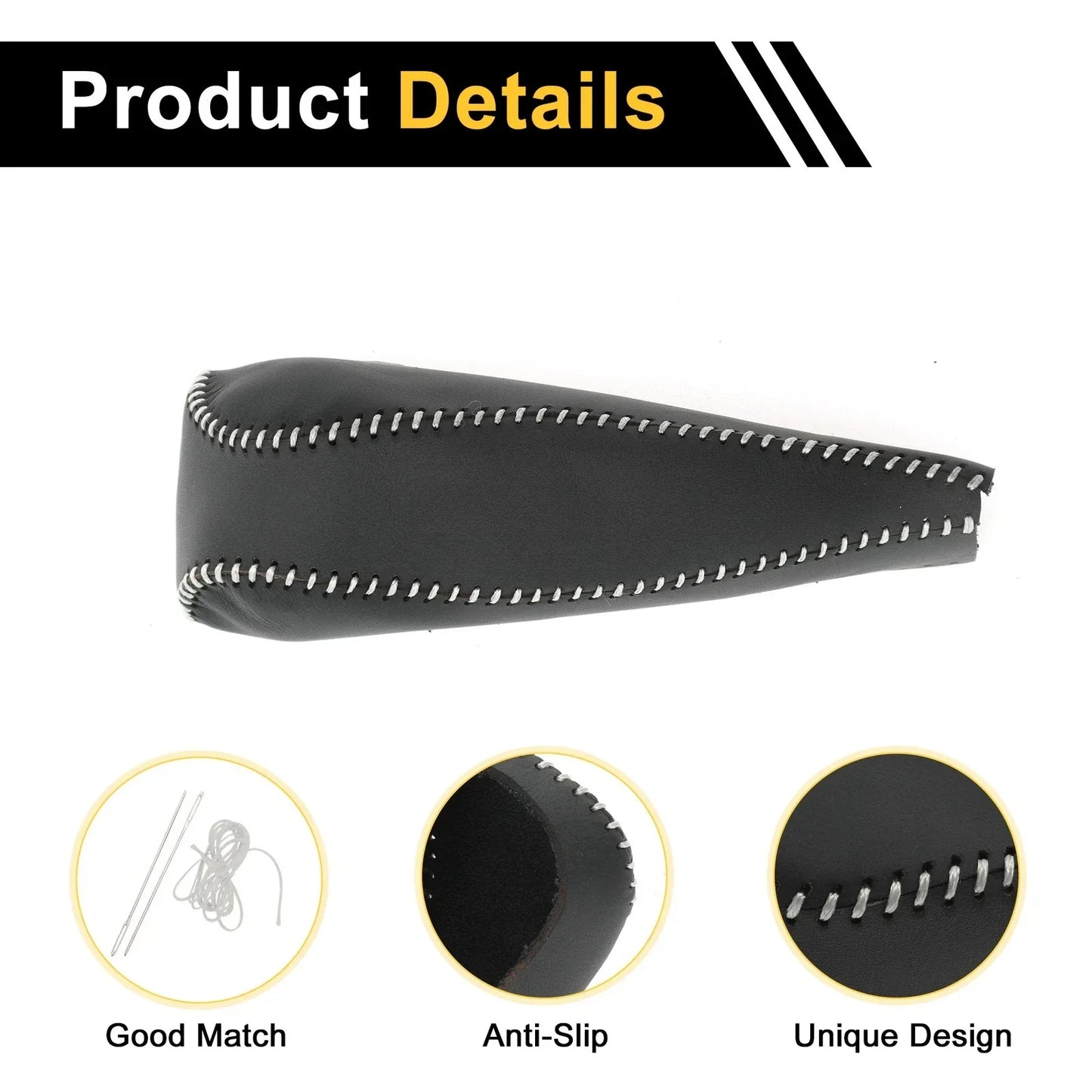 Car Gear Shift Knob Cover for Honda Civic 2006-2011 Black Gray Faux Leather