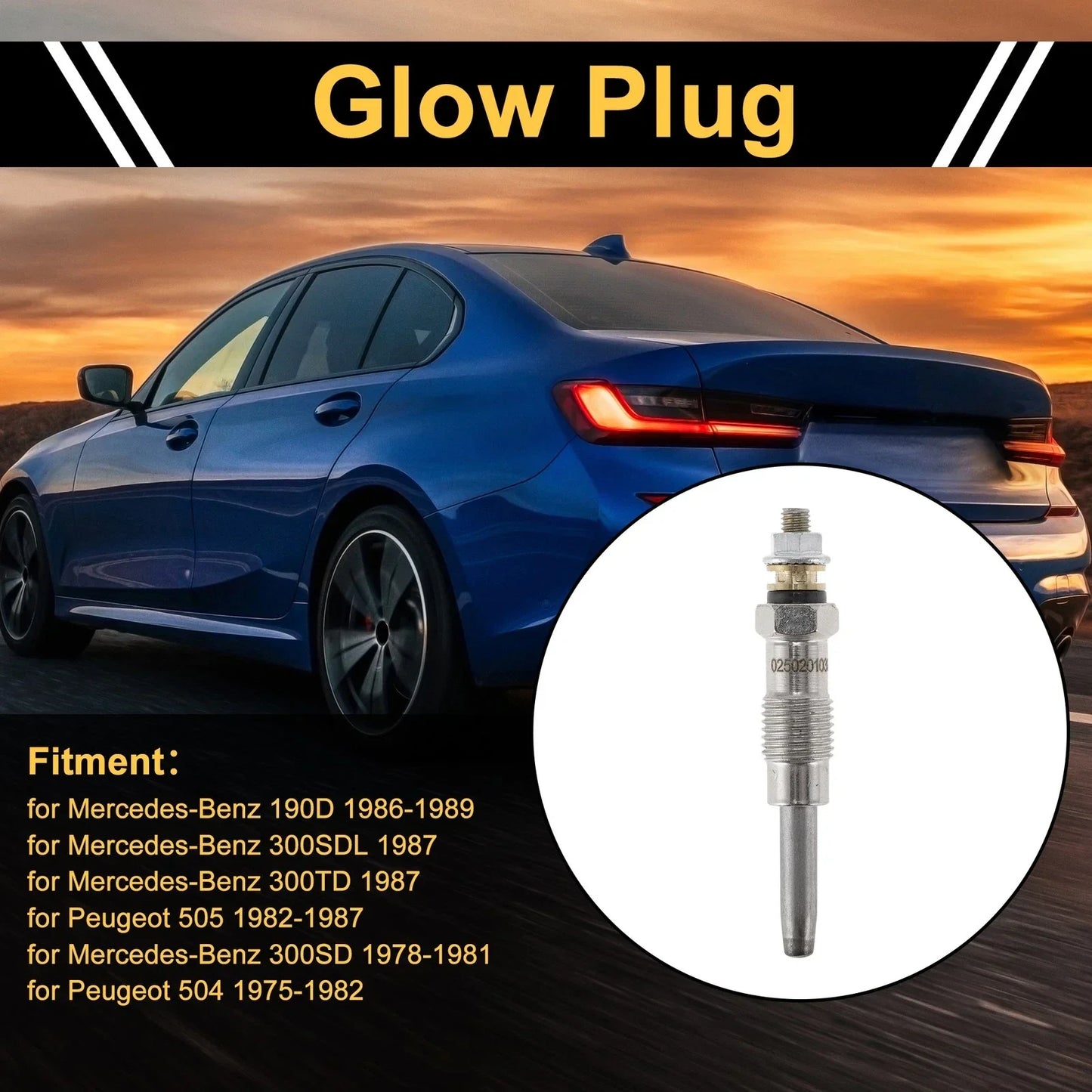 Glow Plug for Diesel Engine - Silver Tone Steel (250201039)