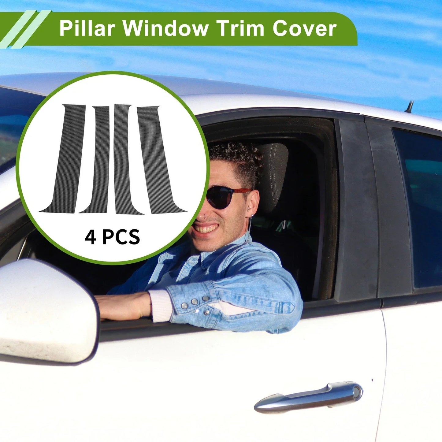4 Pcs Pillar Window Trim for Chevy Blazer (1995-2005) Carbon Fiber Black