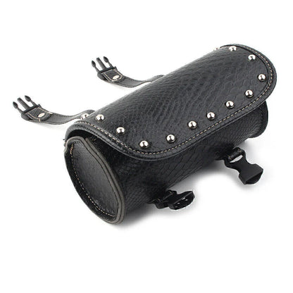 Leather Motorcycle Tool Bag for Universal Fork Handlebar Saddlebag Roll